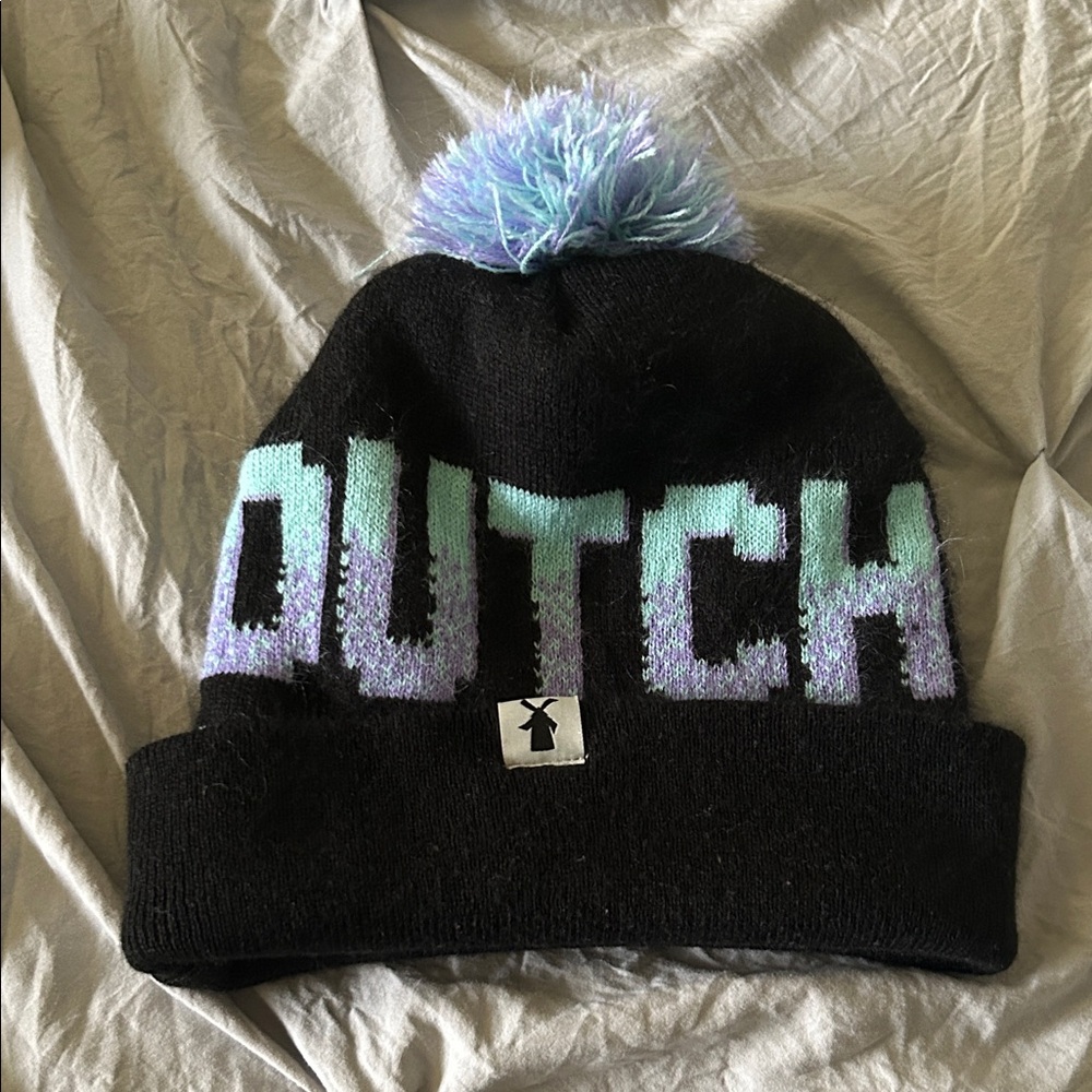 Dutch Bros Beanie with Blue Pom Pom